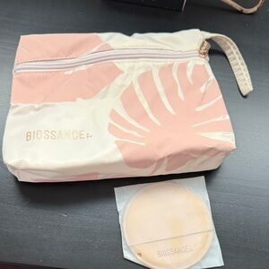 Biossance Pink and Cream Cosmetic Bag NWOT